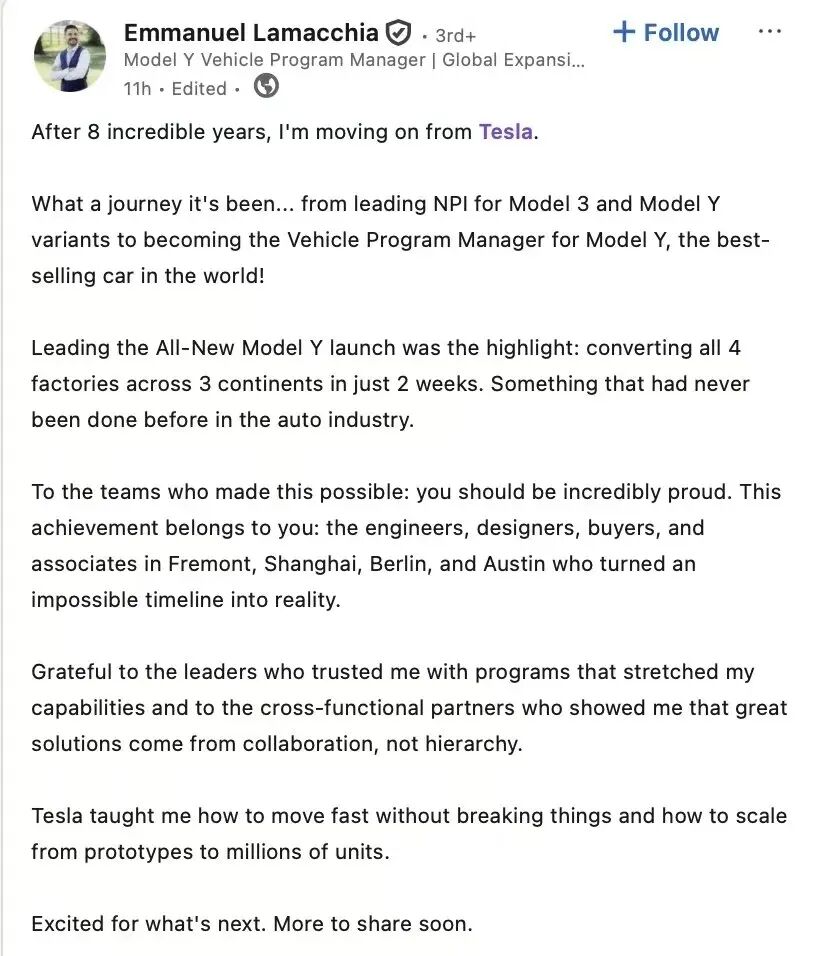 特斯拉再现离职潮,三款“神车”同时失去负责人 特斯拉再现离职潮,三款“神车”同时失去负责人